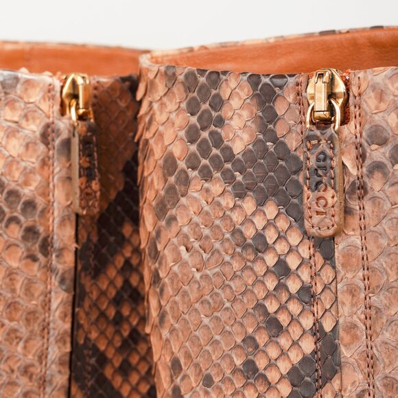 Gucci SS/15 Runway Biscotto & Taffy Python Buckled Knee-High Boots - Picture 12 of 15